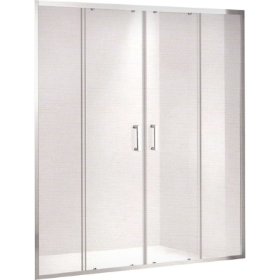 Душевая дверь в нишу Gemy Victoria 160х190 две раздвижные двери профиль Хром стекло прозрачное