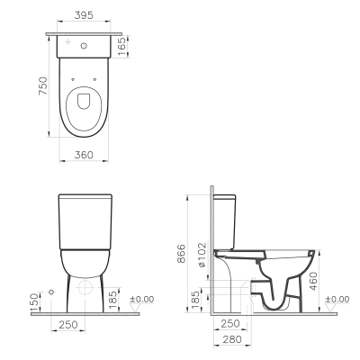 Унитаз компакт Vitra Special Needs Conforma 9832B003-7204 с бачком и сиденьем