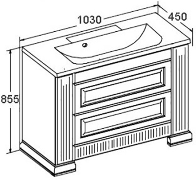 Тумба под раковину Opadiris Оникс 100 Z0000005573 Белая глянцевая с серебристой патиной