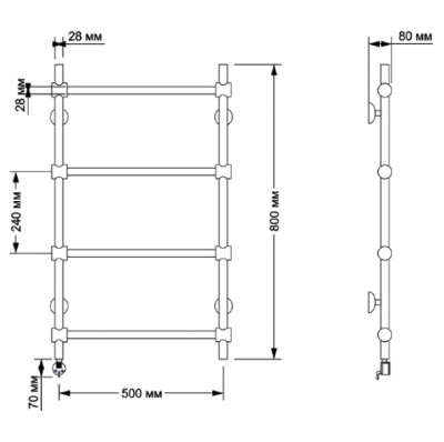Электрический полотенцесушитель Secado Флоренция 2 50х80 Бронза