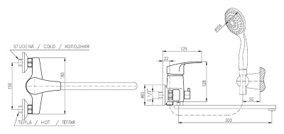 Смеситель для ванны Rav Slezak Kongo K053.5/2 универсальный хром