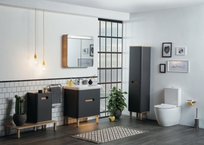 Шкаф пенал Vitra Sento 40 L 60856 подвесной Антрацит матовый