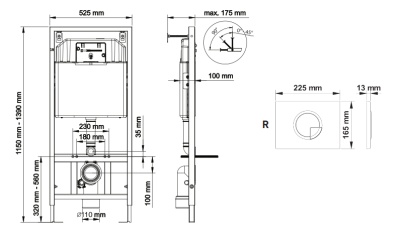 Инсталляция Berges Wasserhaus Novum R1 040221 для подвесных унитазов с Белой клавишей смыва