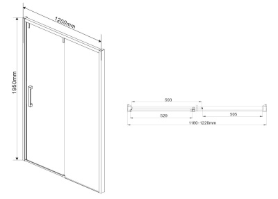 Душевая дверь Vincea Lugano VDS-1L120CLB 120x195 профиль Черный стекло прозрачное