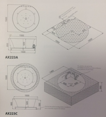 Акриловая ванна SSWW AX223A CGSPR 150х150 с гидромассажем