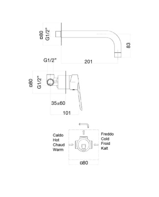 Смеситель для раковины Webert Sax Evolution SE830606015 Хром
