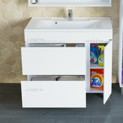 Тумба с раковиной СанТа Марс 90 700252 Белая