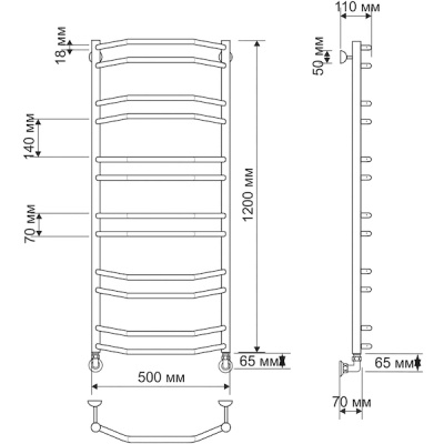 Водяной полотенцесушитель Secado Агата 4 50х120 Бронза