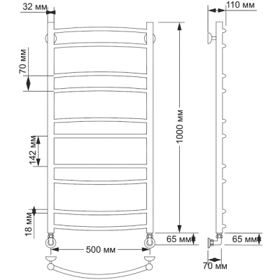 Водяной полотенцесушитель Secado Милан 2 50х100 Бронза