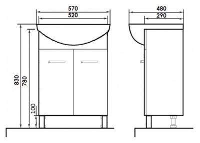 Тумба с раковиной Orange Стиль 57 Белая