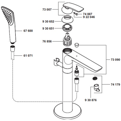 Смеситель для ванны Kludi Balance 525909175 Белый Хром