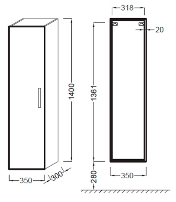Шкаф пенал Jacob Delafon Ola 35 EB396-NR подвесной Темный дуб