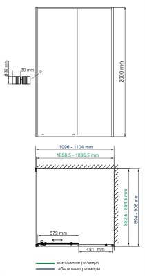 Душевой уголок WasserKRAFT Dill 110x90 61S15 профиль Черный стекло прозрачное