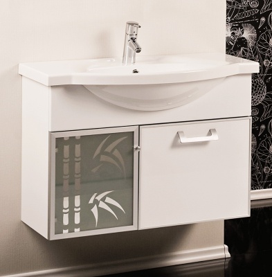 Тумба под раковину Акватон Сайгон 85 1A105701SA010 белая глянцевая/профиль алюмининий