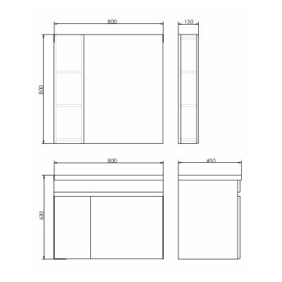 Зеркало со шкафом Comforty Тромсе 80 4142222 Дуб сонома