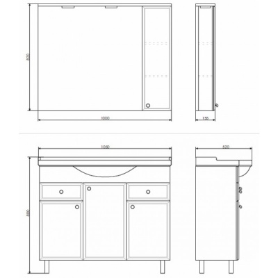 Зеркало со шкафом Comforty Сочи 100 3132226 Белый глянец