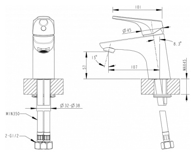 Смеситель для раковины Bravat Drop-D F148162C Хром