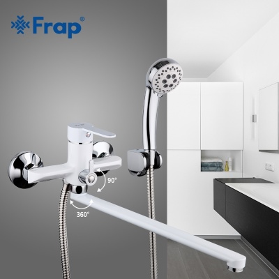 Смеситель для ванны Frap F224 универсальный Белый Хром