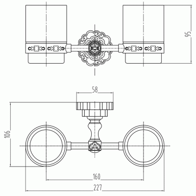 Стакан для зубных щеток Milacio Villena MC.904.BR двойной Бронза
