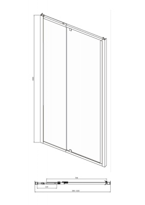 Душевая дверь Bravat Line 100 BD100.4112A профиль Хром стекло прозрачное