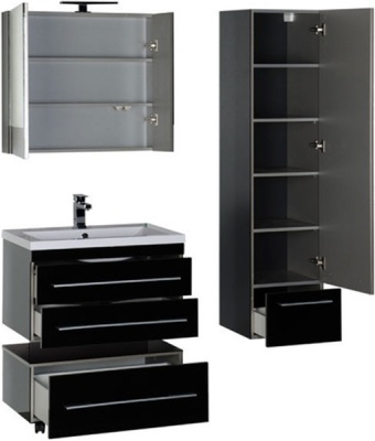 Зеркальный шкаф Aquanet Верона 75 175385 L Черный