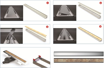 Душевой лоток Berges Wasserhaus B1 Keramik 700 092118 с решеткой Золото глянец