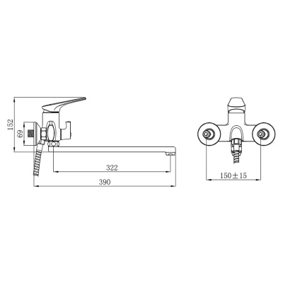 Смеситель для ванны Ростовская Мануфактура Сантехники SL122W-006E универсальный Белый Золото