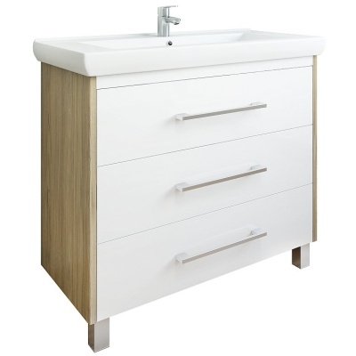 Тумба с раковиной Sanflor Ларго 100 С0002114 Швейцарский вяз Белая