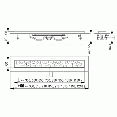 Душевой лоток Alcaplast Low APZ111-950 с решеткой Хром