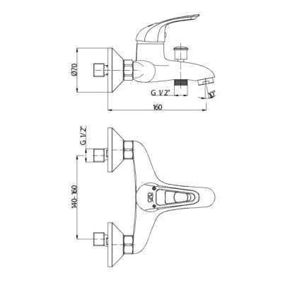 Смеситель для ванны GPD Adrio MBB120 Хром
