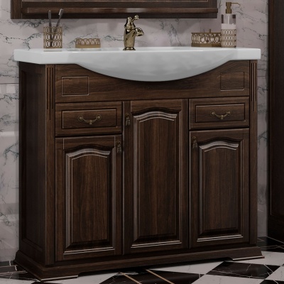 Комплект мебели для ванной Opadiris Риспекто 95 Орех антикварный со светильником Рустика Бронза