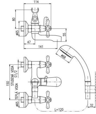 Смеситель для ванны Rav Slezak Morava MK154.5/1 Хром