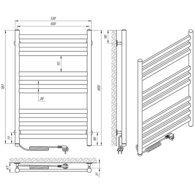 Электрический полотенцесушитель Laris Кватро Классик П10 80х50 L 73207270 Хром