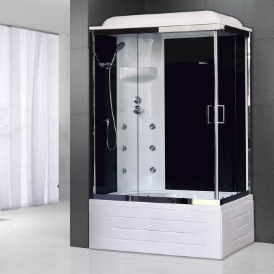 Душевая кабина Royal Bath BP 100х80 RB8100BP3-BT-CH-L с гидромассажем профиль Хром задняя стенка Черная