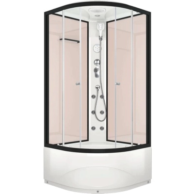 Душевая кабина Domani-Spa Delight 110 High 100x100 DS01D110HPcCl10 с гидромассажем профиль Графит задние стенки Розовые