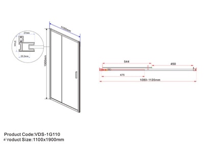 Душевая дверь Vincea Garda VDS-1G110CL 110x190 профиль Хром стекло прозрачное