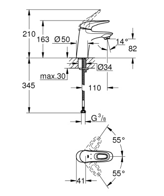 Смеситель для раковины Grohe Eurostyle 32468003 Хром