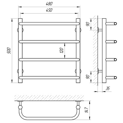 Водяной полотенцесушитель Laris Стандарт П4 50х45 Хром