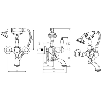 Смеситель для ванны Boheme Tradizionale Chromo 263 Хром