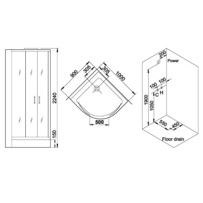 Душевая кабина Grande Home WS140L/S6/BB 100x90 L