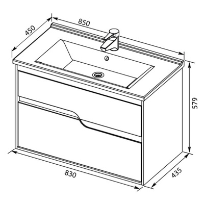 Тумба под раковину Aquanet Модена 85 196965 подвесная Белый глянец