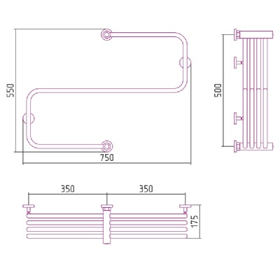Водяной полотенцесушитель Сунержа Фабула 500x700 Хром