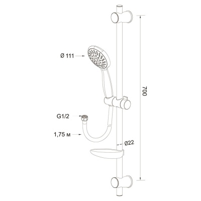 Душевой гарнитур Latuno L80046 Хром