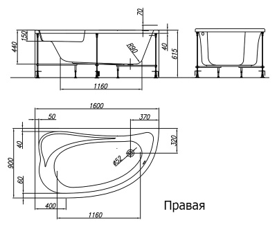 Акриловая ванна Kolpa San Calando 160x90 L Basis