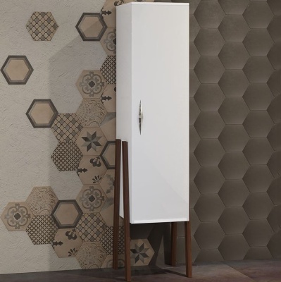 Шкаф пенал Opadiris Флоридо 35 R Z0000014839 Белый глянцевый/Светлый орех