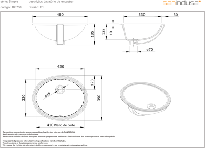 Раковина Sanindusa Simple 48 108750004 Белая