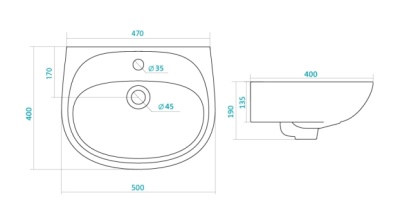Раковина Santek Анимо 50 Подвесная