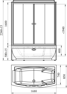 Душевой бокс Radomir Элис 168x85 L 1-04-1-1-0-0941 профиль Белый стекло матовое