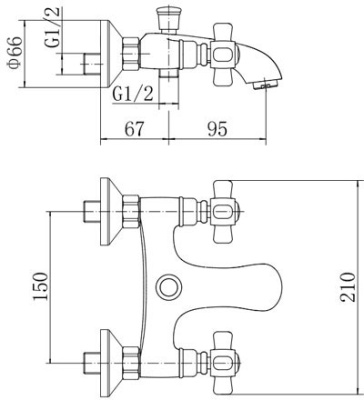 Смеситель для ванны Fashun A3018 Хром