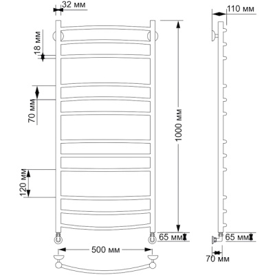 Водяной полотенцесушитель Secado Милан 3 50х100 Бронза